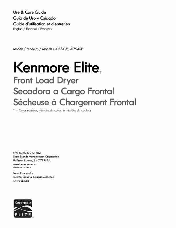 Kenmore Clothes Dryer 417_8413-page_pdf